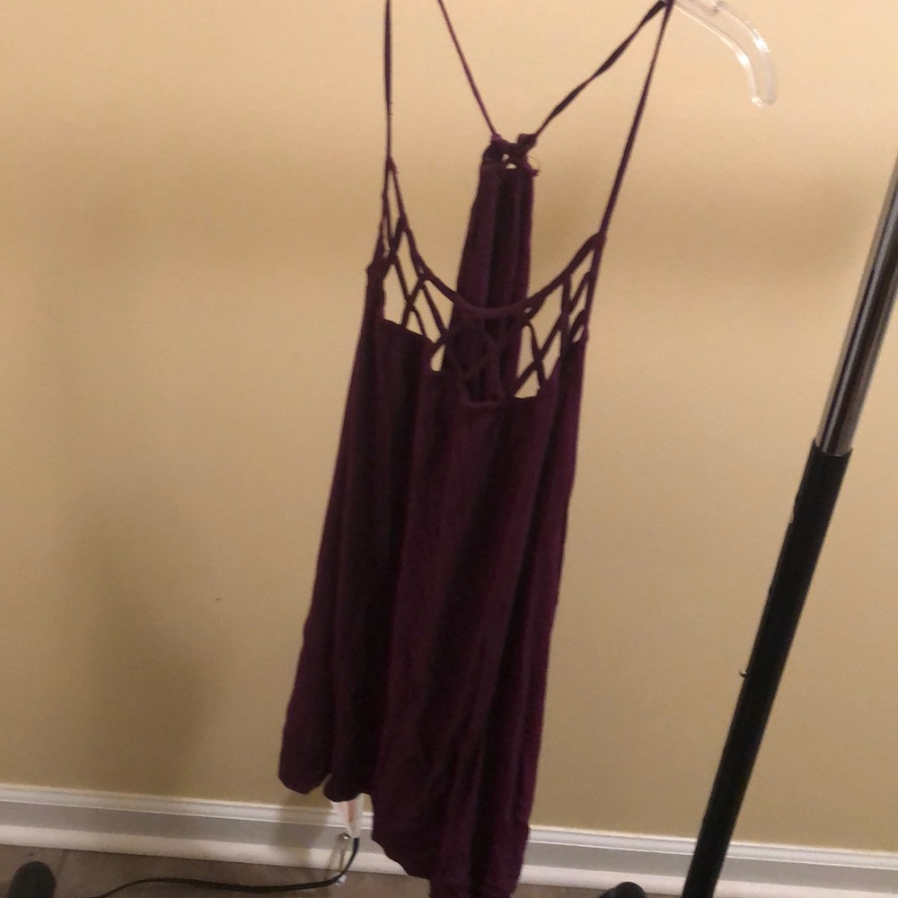 26 purple tank with lattice front detail